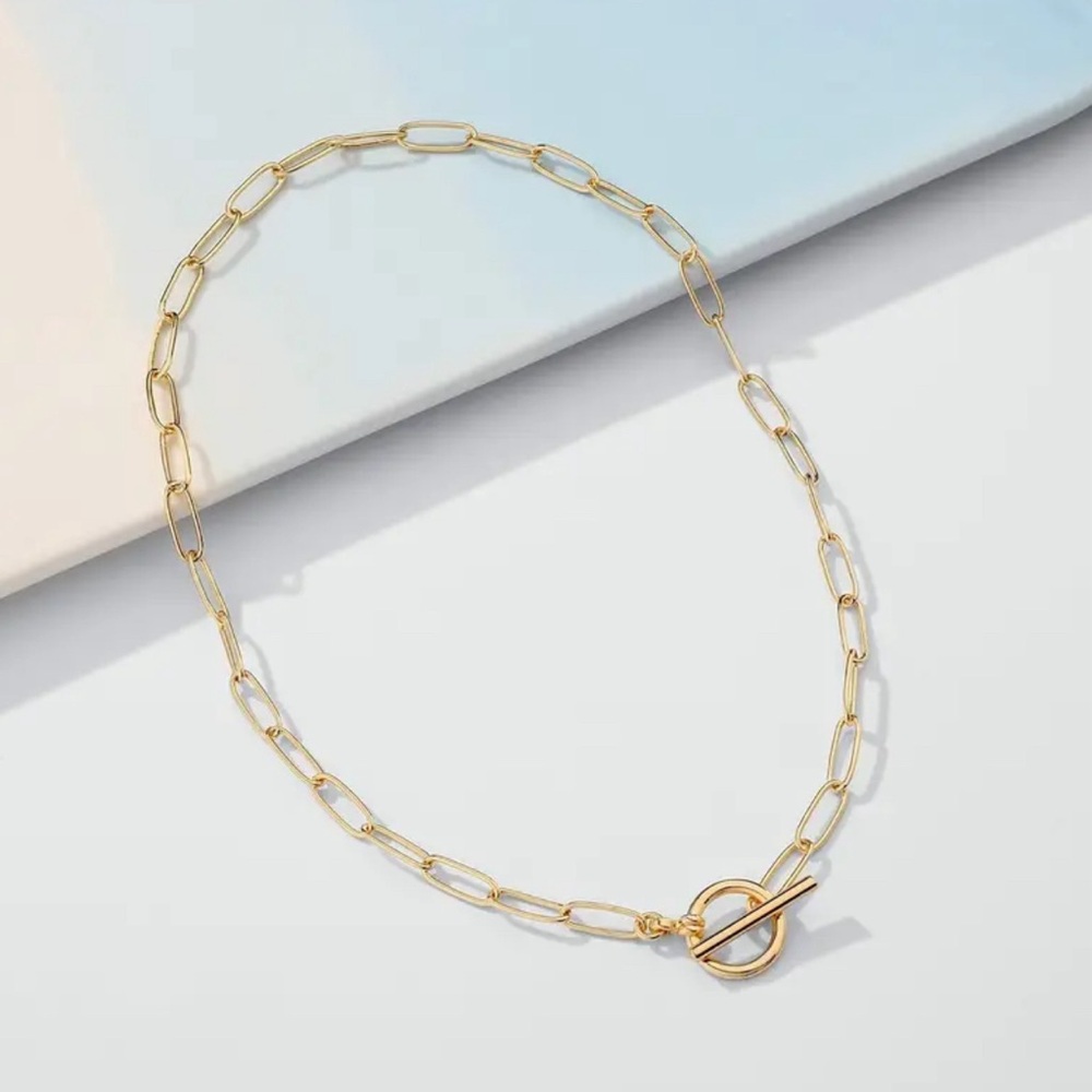 Paper clip chain necklace 18K Gold Plated Stainless Steel Necklace boho simple